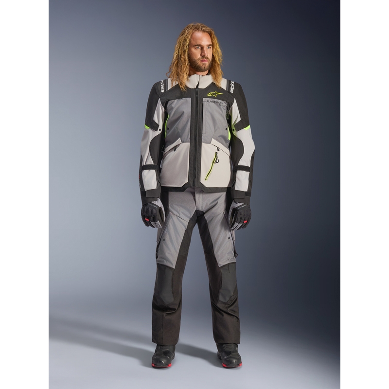 Jachetă Motocicletă Alpinestars Andes V4 Drystar Gri Închis-Gri Deschis-Negru-Galben Fluo