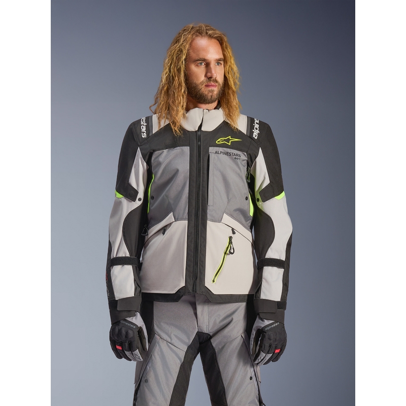 Jachetă Motocicletă Alpinestars Andes V4 Drystar Gri Închis-Gri Deschis-Negru-Galben Fluo