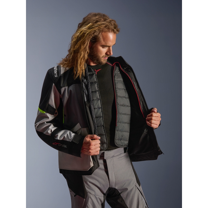 Jachetă Motocicletă Alpinestars Andes V4 Drystar Gri Închis-Gri Deschis-Negru-Galben Fluo