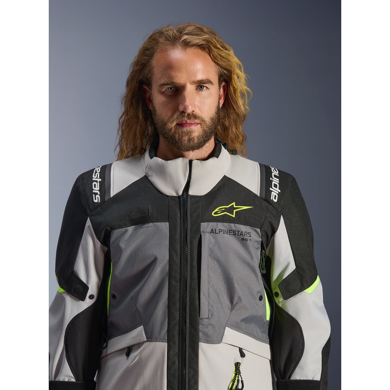 Jachetă Motocicletă Alpinestars Andes V4 Drystar Gri Închis-Gri Deschis-Negru-Galben Fluo