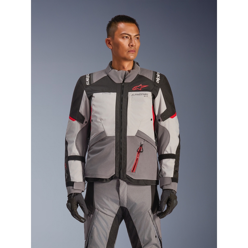 Jachetă Motocicletă Alpinestars Andes V4 Drystar Gri Închis-Gri Deschis-Negru-Roșu
