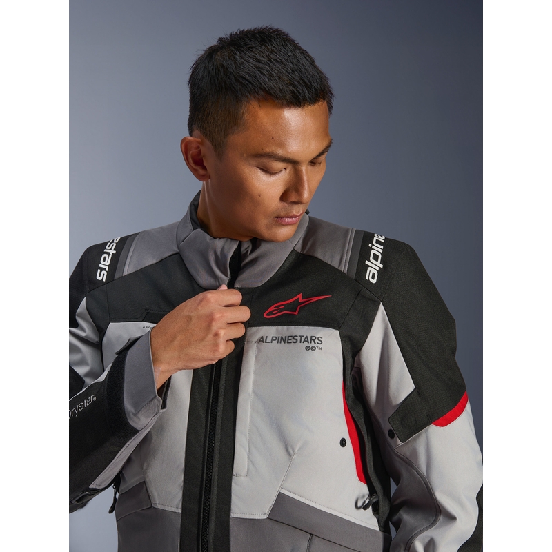 Jachetă Motocicletă Alpinestars Andes V4 Drystar Gri Închis-Gri Deschis-Negru-Roșu