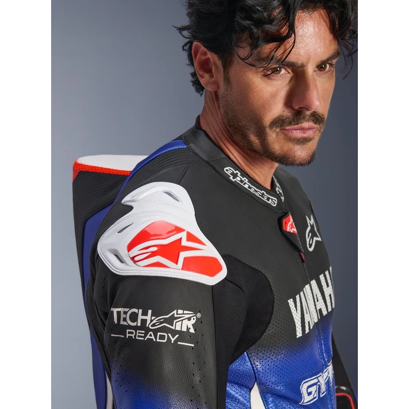 Costum de motocicletă din piele Alpinestars GP-R7 YAMAHA GYTR TECH-AIR compatibil cu colecția albastru-negru-alb-roșu