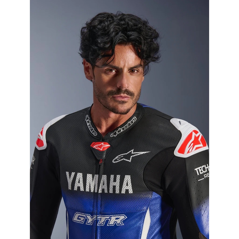 Costum de motocicletă din piele Alpinestars GP-R7 YAMAHA GYTR TECH-AIR compatibil cu colecția albastru-negru-alb-roșu
