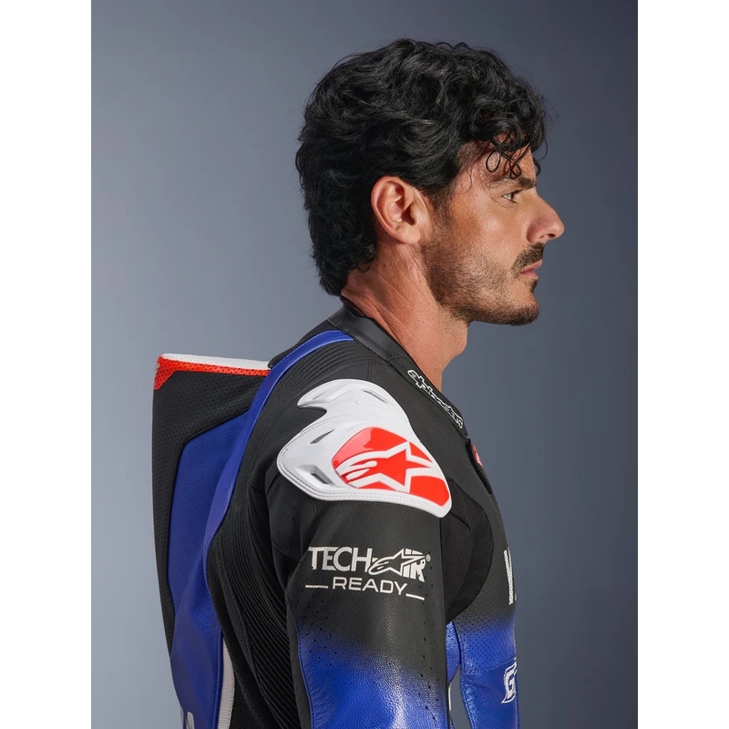 Costum de motocicletă din piele Alpinestars GP-R7 YAMAHA GYTR TECH-AIR compatibil cu colecția albastru-negru-alb-roșu