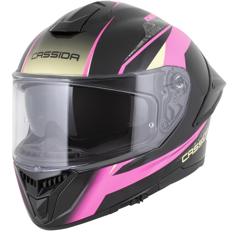 Cască integrală pentru motocicletă Cassida Integral GTS 2.1 Mega, negru-roz-alb-vanilie
