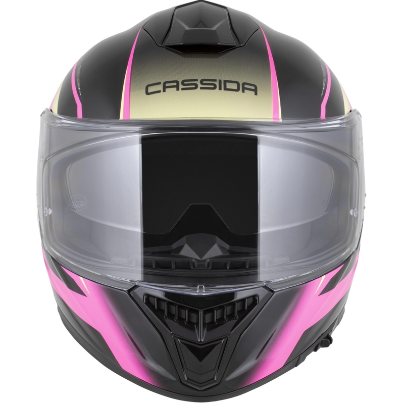 Cască integrală pentru motocicletă Cassida Integral GTS 2.1 Mega, negru-roz-alb-vanilie