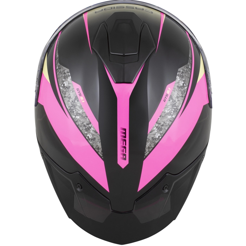 Cască integrală pentru motocicletă Cassida Integral GTS 2.1 Mega, negru-roz-alb-vanilie