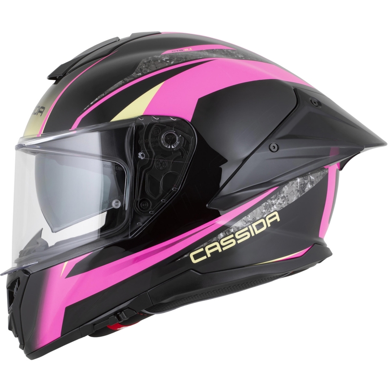 Cască integrală pentru motocicletă Cassida Integral GTS 2.1 Mega, negru-roz-alb-vanilie