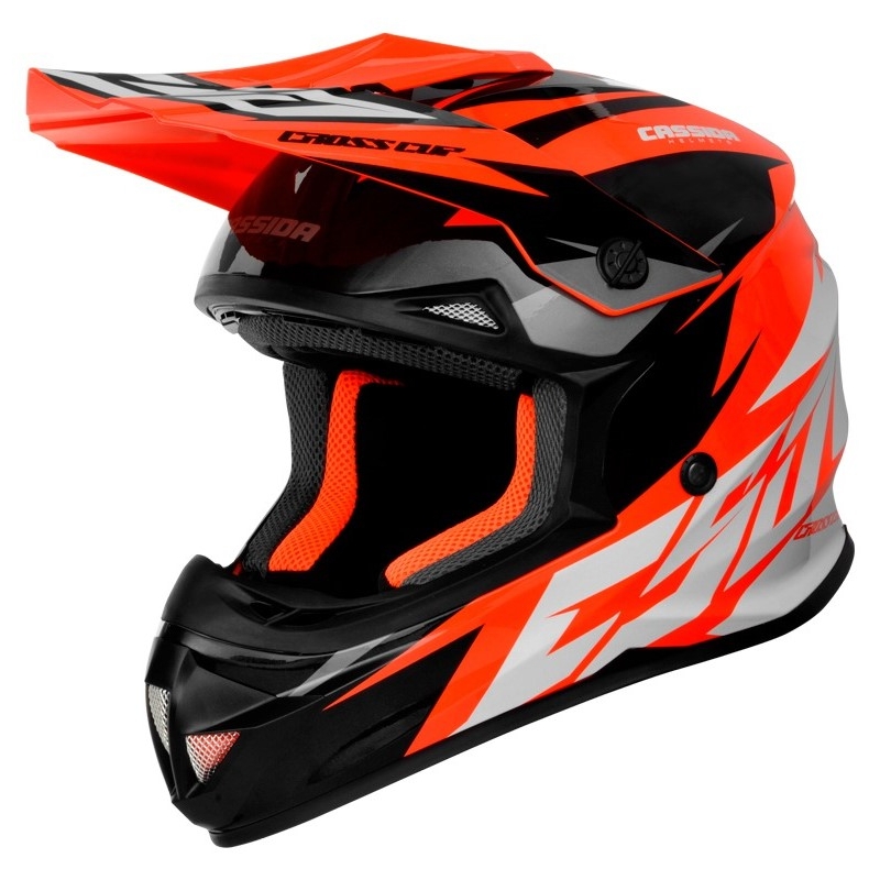 Cassida Cross Cup Two Motocross Cască de motocross negru-alb-gri-gri-fluo portocaliu