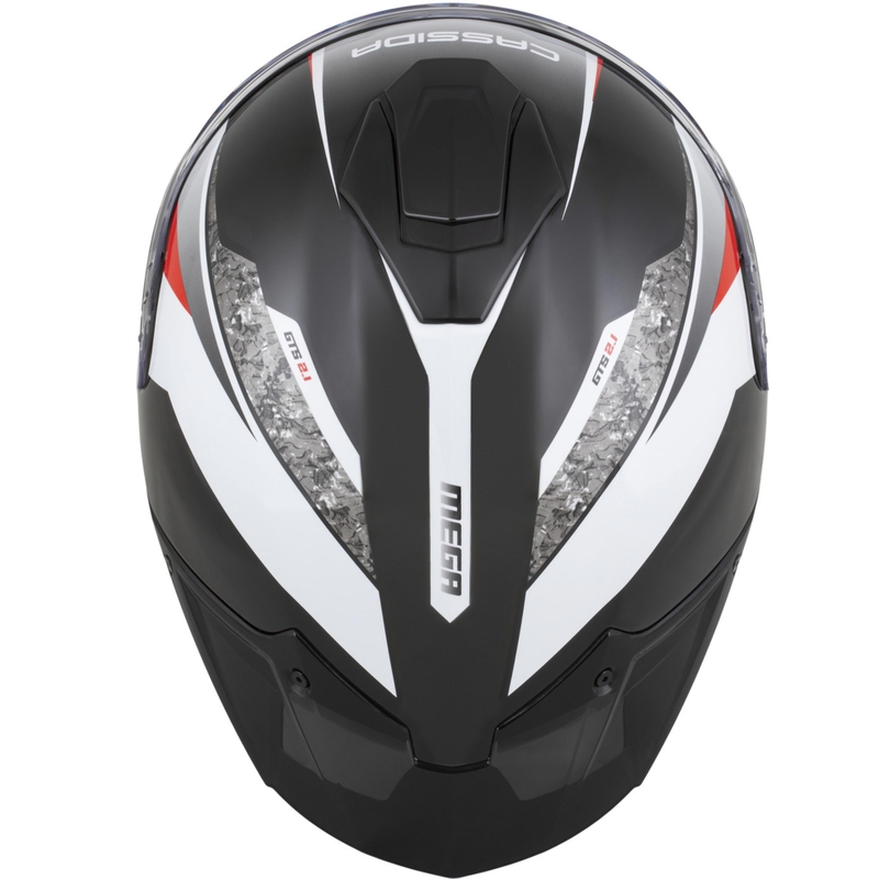 Cască integrală pentru motocicletă Cassida Integral GTS 2.1 Mega negru-alb-roșu