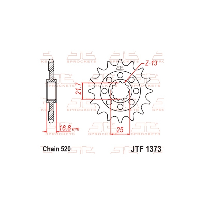 Pinion fata JT 16T, 520 rubber cushioned