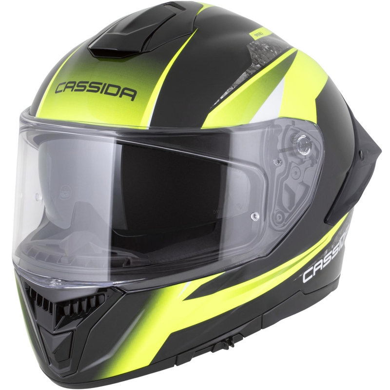 Cască integrală pentru motocicletă Cassida Integral GTS 2.1 Mega negru-galben fluo-alb