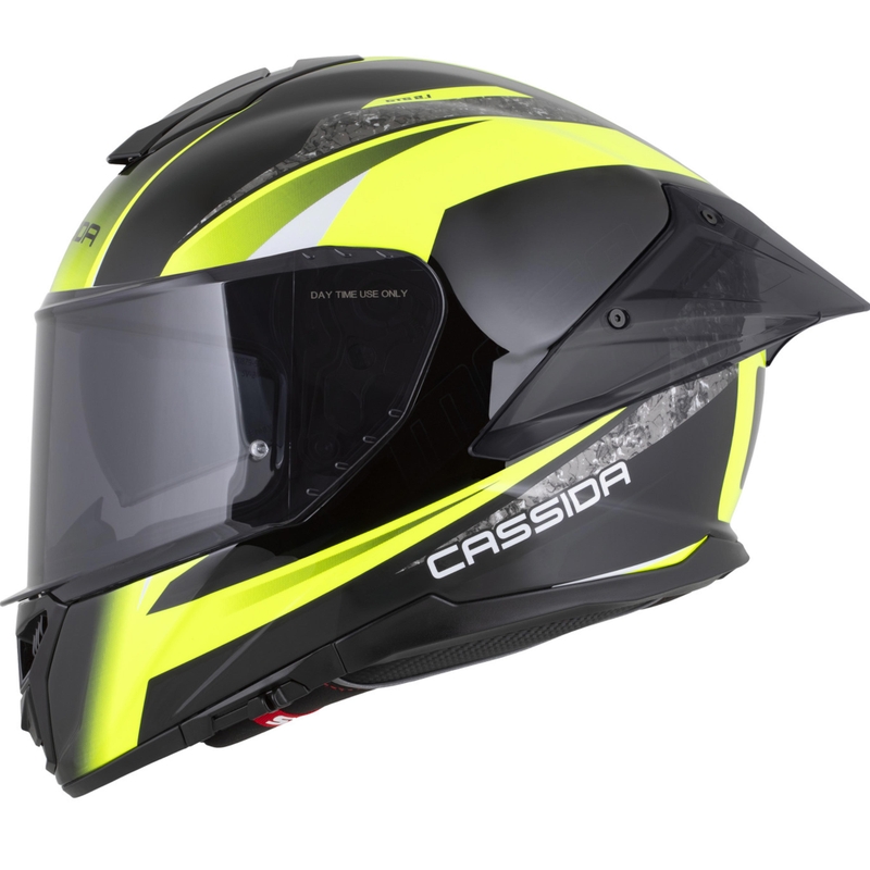 Cască integrală pentru motocicletă Cassida Integral GTS 2.1 Mega negru-galben fluo-alb
