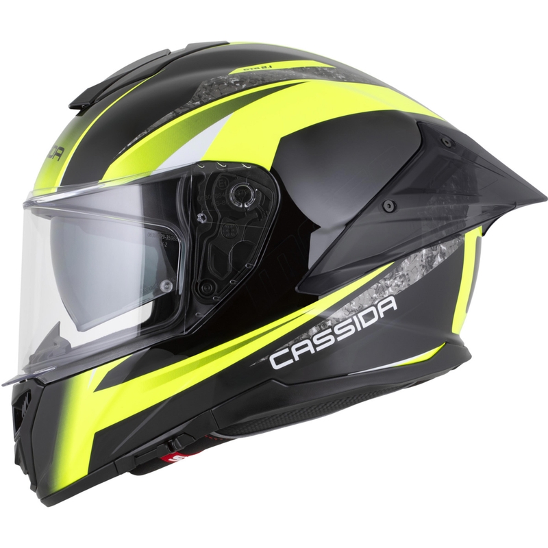 Cască integrală pentru motocicletă Cassida Integral GTS 2.1 Mega negru-galben fluo-alb
