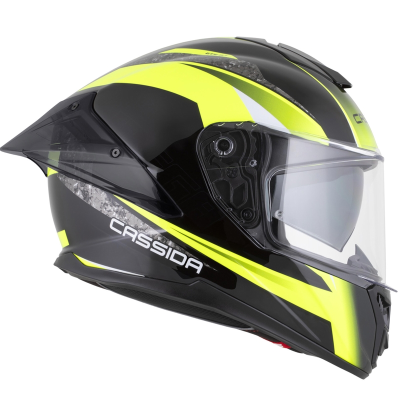 Cască integrală pentru motocicletă Cassida Integral GTS 2.1 Mega negru-galben fluo-alb