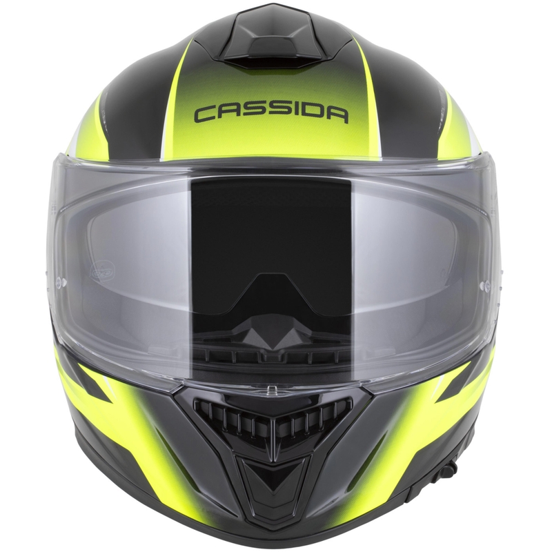 Cască integrală pentru motocicletă Cassida Integral GTS 2.1 Mega negru-galben fluo-alb