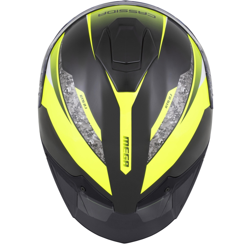 Cască integrală pentru motocicletă Cassida Integral GTS 2.1 Mega negru-galben fluo-alb