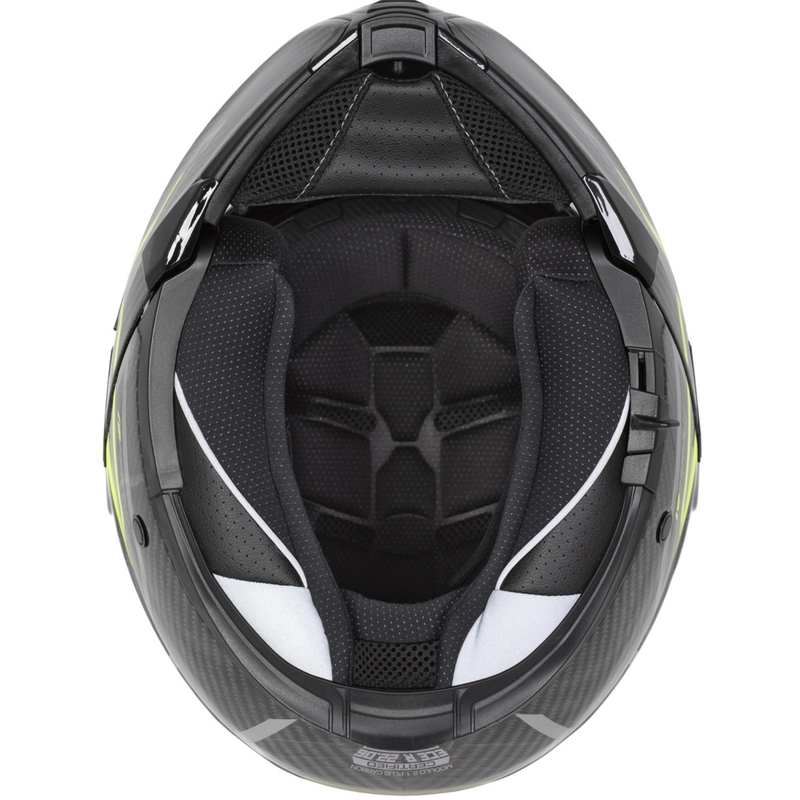 Cască de motocicletă pliabilă Cassida Modulo 2.1 Plus Carbon BlackOut negru mat-roșu metalic-argintiu reflectorizant-negru