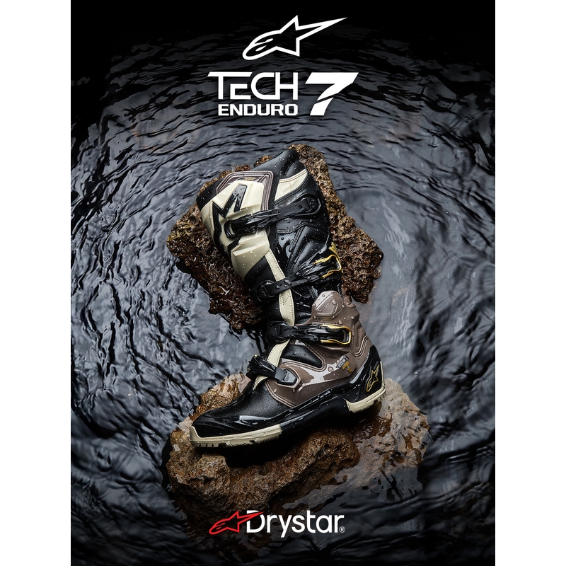 Ghete Motocicletă Alpinestars TECH 7 Enduro Drystar Negru-Gri Închis-Auriu