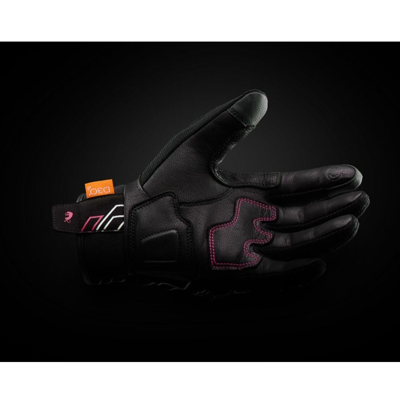 Mănuși de motocicletă Furygan Jet Neon D3O® Evo pentru femei, negru-alb-roz