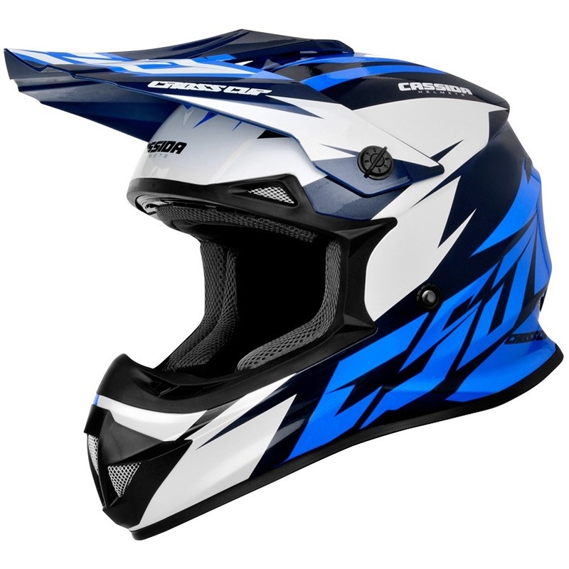 Cască de motocross Cassida Cross Cup Two negru-alb-albastru
