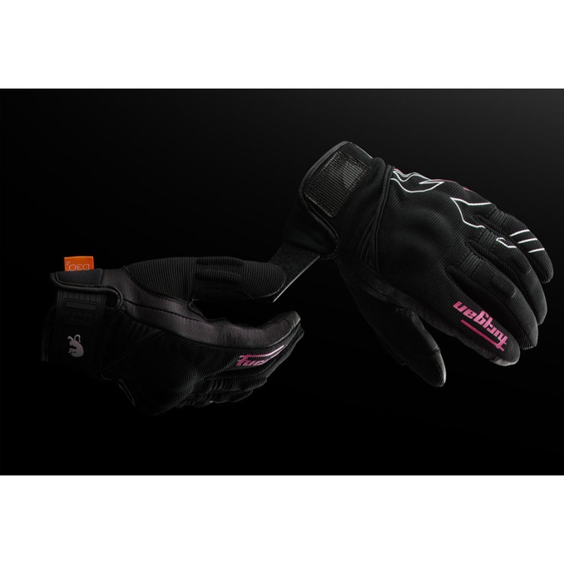 Mănuși de motocicletă Furygan Jet Neon D3O® Evo pentru femei, negru-alb-roz