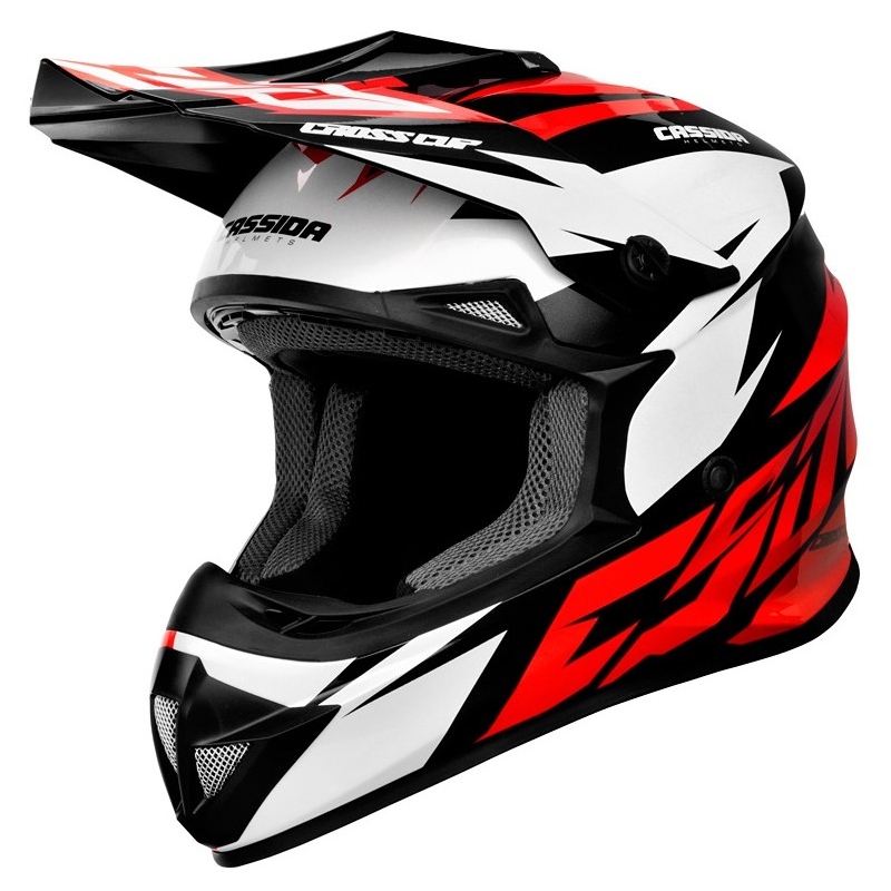 Cască de motocross Cassida Cross Cup Two negru-alb-roșu