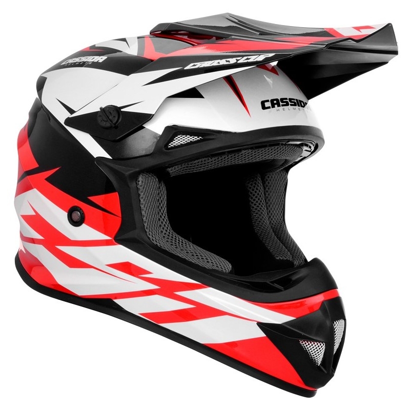 Cască de motocross Cassida Cross Cup Two negru-alb-roșu