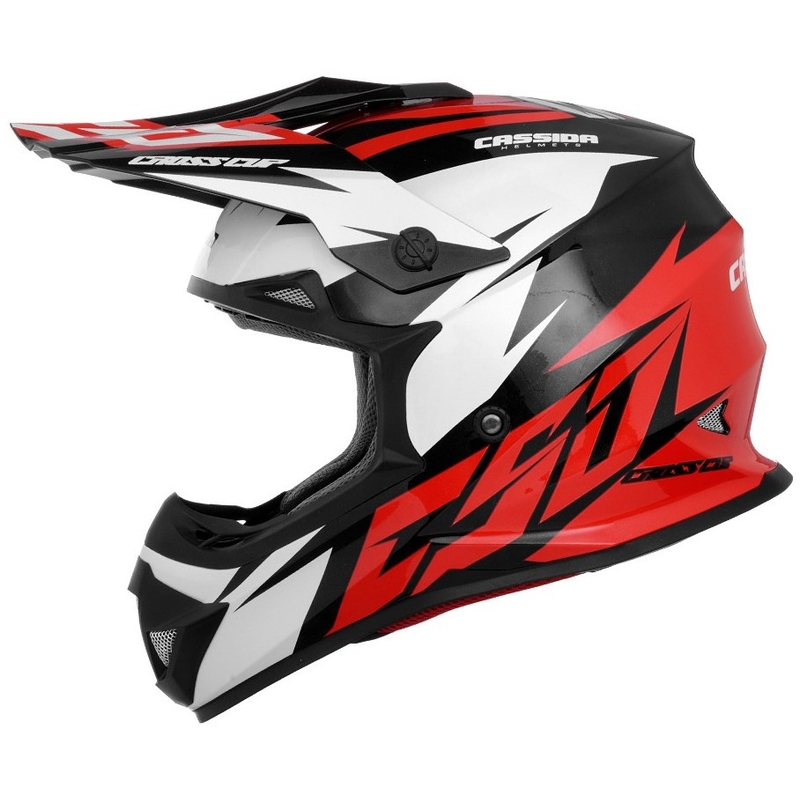 Cască de motocross Cassida Cross Cup Two negru-alb-roșu