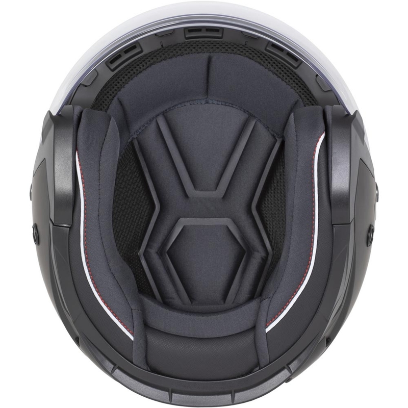 Cască de motocicletă deschisă Cassida Reflex 2.0 Safety, alb-roșu-gri-argintiu reflectorizant