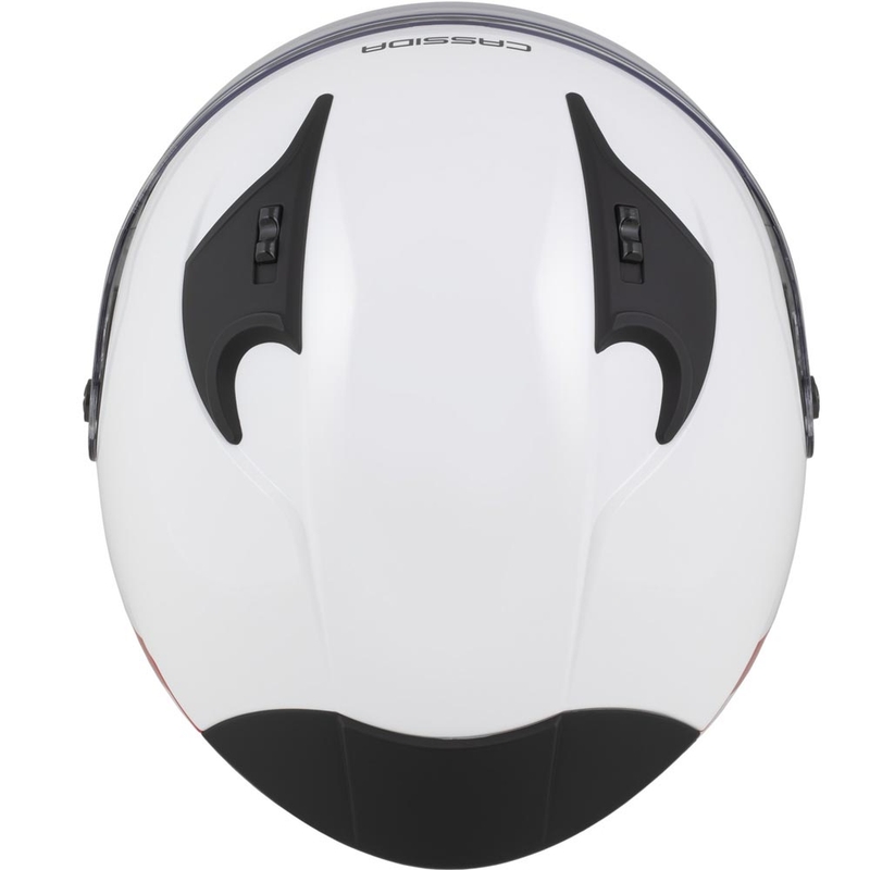 Cască de motocicletă deschisă Cassida Reflex 2.0 Safety, alb-roșu-gri-argintiu reflectorizant