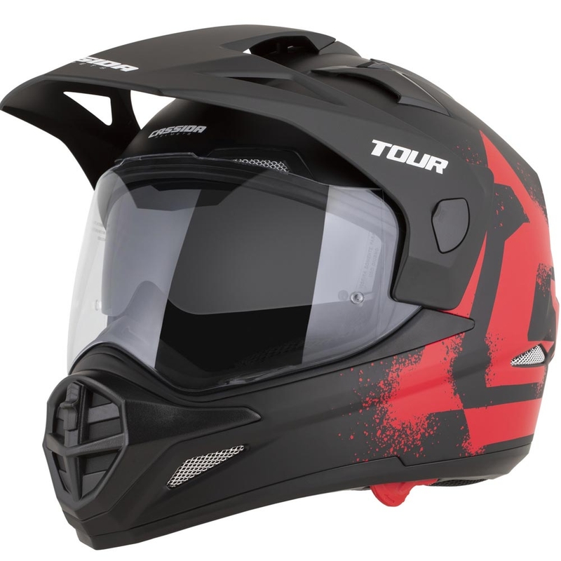 Cască de motocicletă Enduro Cassida Tour 2.0 Crew negru mat-roșu