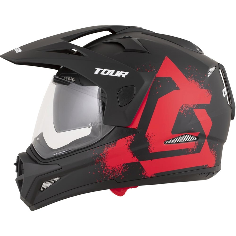 Cască de motocicletă Enduro Cassida Tour 2.0 Crew negru mat-roșu