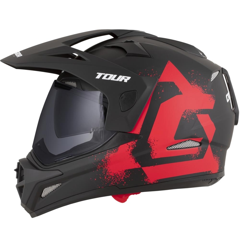 Cască de motocicletă Enduro Cassida Tour 2.0 Crew negru mat-roșu