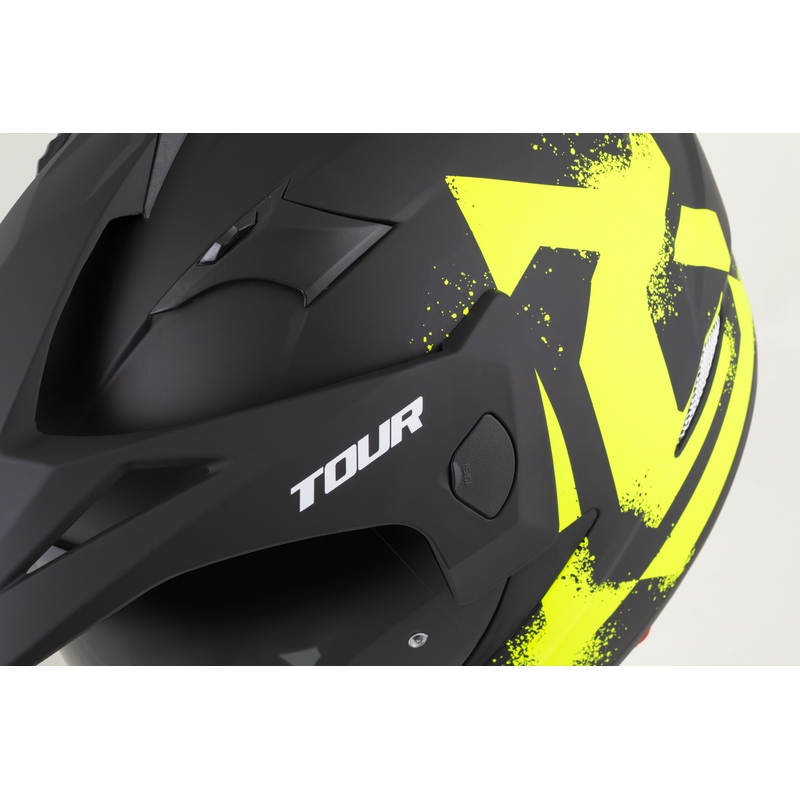 Cască de motocicletă enduro Cassida Tour 2.0 Crew negru mat-galben fluo