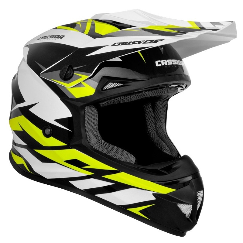 Cassida Cross Cup Two Motocross Cască de motocross negru-alb-gri-gri-fluo-galben