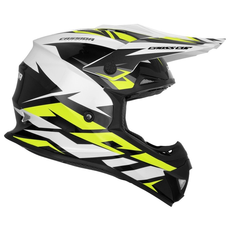 Cassida Cross Cup Two Motocross Cască de motocross negru-alb-gri-gri-fluo-galben
