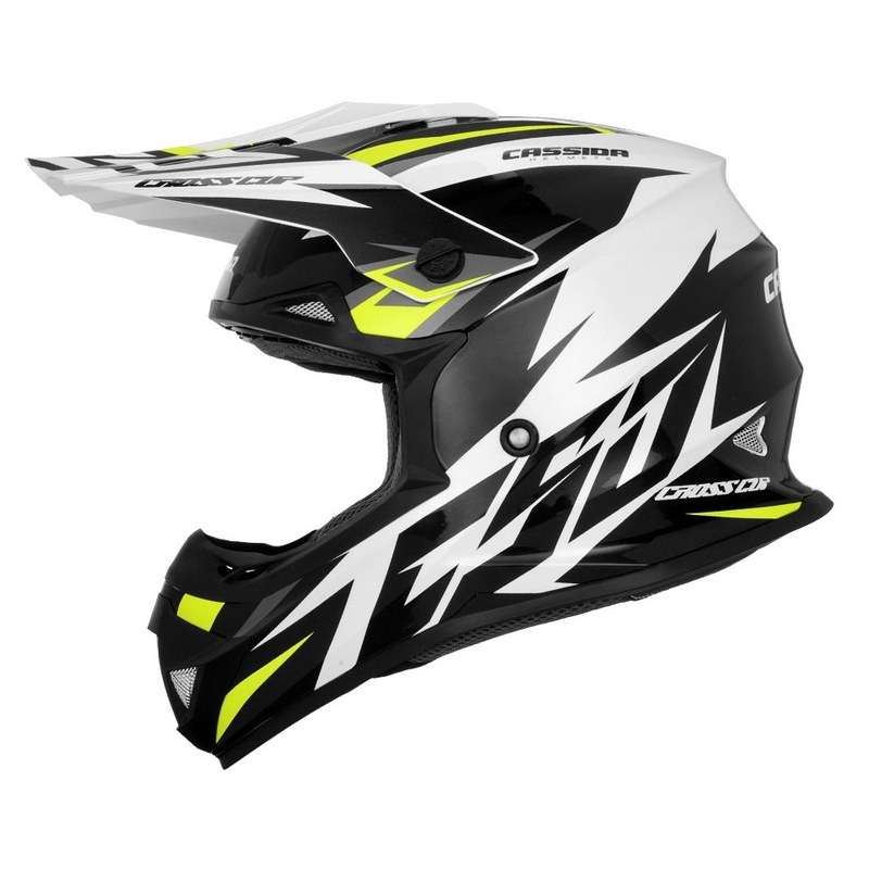 Cassida Cross Cup Two Motocross Cască de motocross negru-alb-gri-gri-fluo-galben