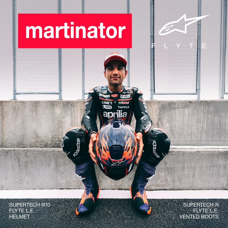 Cască integrală de motocicletă Alpinestars Supertech R-10 Flyte, ediție limitată, Jorge Martin, violet-roșu