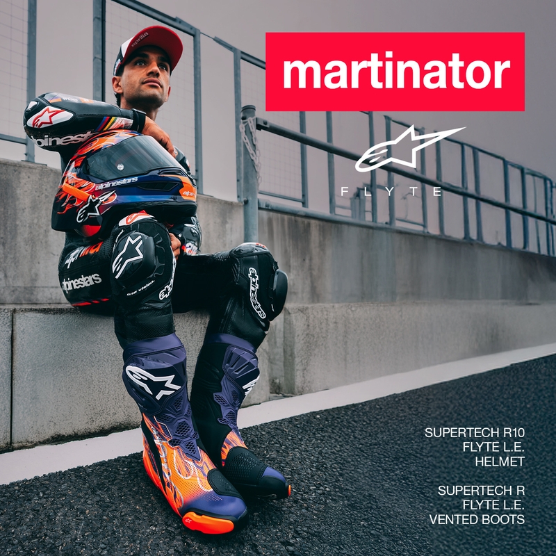 Cască integrală de motocicletă Alpinestars Supertech R-10 Flyte, ediție limitată, Jorge Martin, violet-roșu