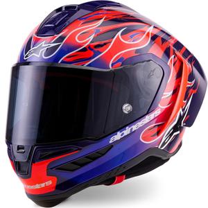 Cască integrală de motocicletă Alpinestars Supertech R-10 Flyte, ediție limitată, Jorge Martin, violet-roșu
