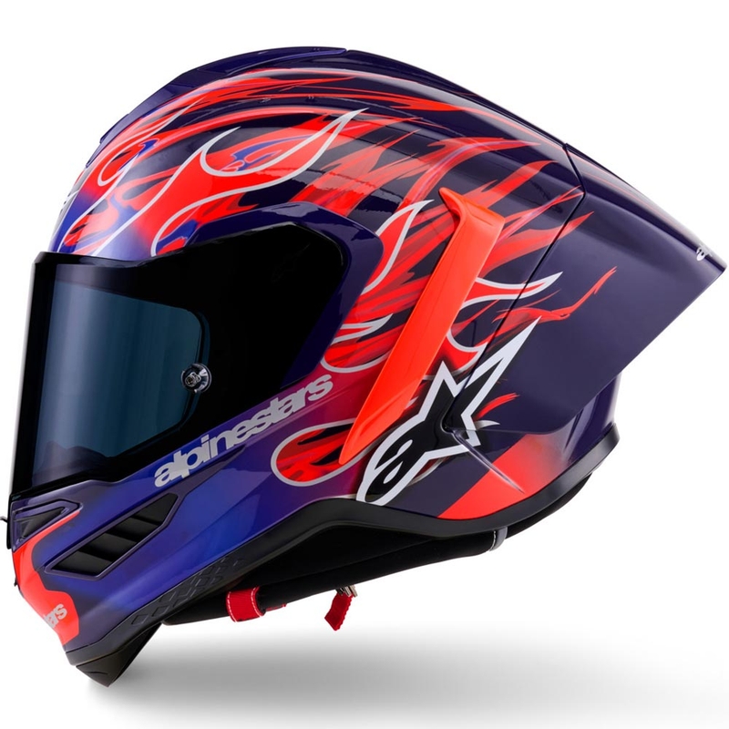 Cască integrală de motocicletă Alpinestars Supertech R-10 Flyte, ediție limitată, Jorge Martin, violet-roșu