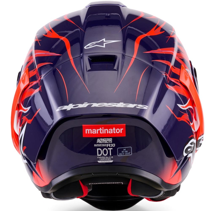 Cască integrală de motocicletă Alpinestars Supertech R-10 Flyte, ediție limitată, Jorge Martin, violet-roșu