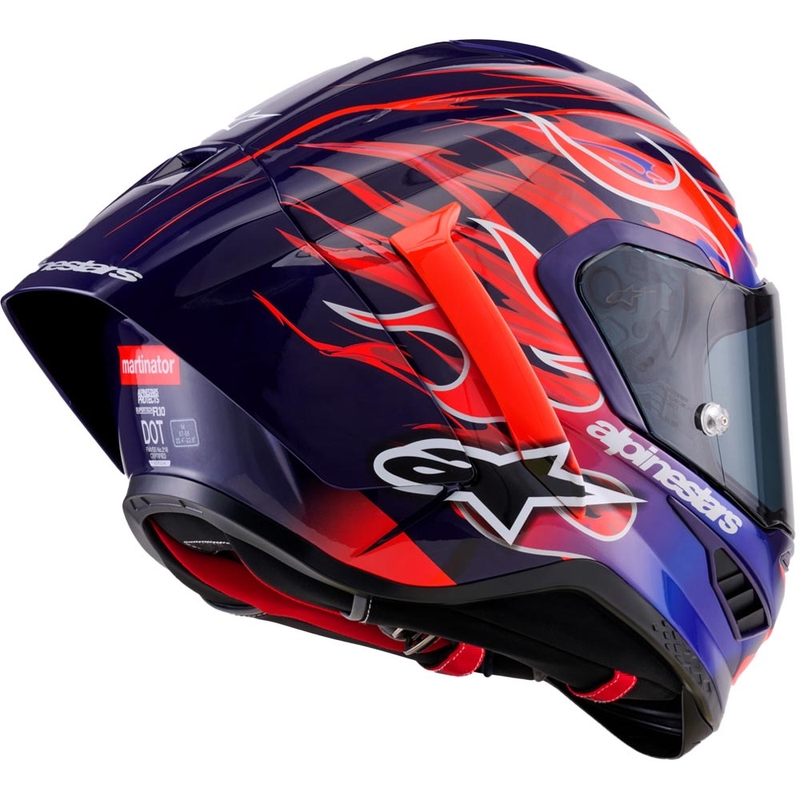Cască integrală de motocicletă Alpinestars Supertech R-10 Flyte, ediție limitată, Jorge Martin, violet-roșu