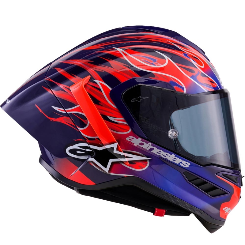 Cască integrală de motocicletă Alpinestars Supertech R-10 Flyte, ediție limitată, Jorge Martin, violet-roșu