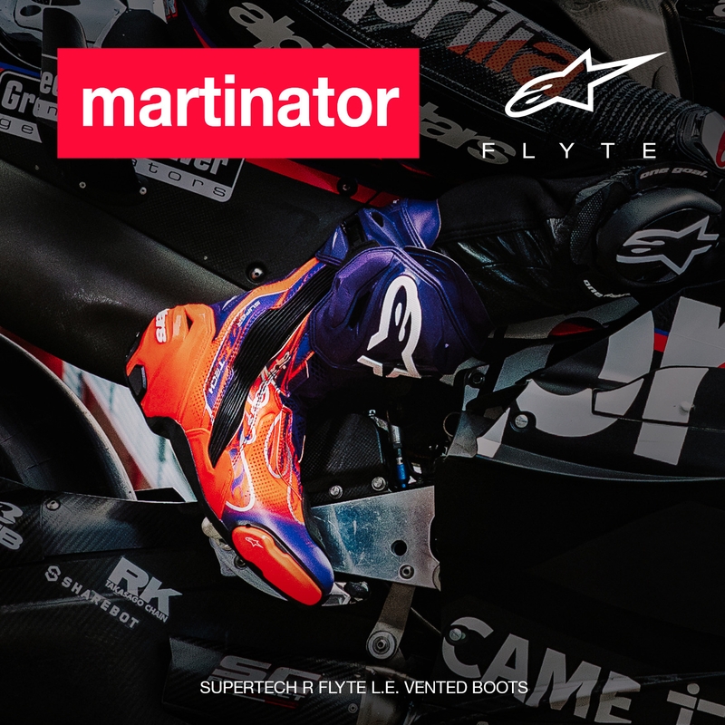 Ghete motociclete Alpinestars Supertech R Vented Flyte ediție limitată Jorge Martin violet-roșu-negru