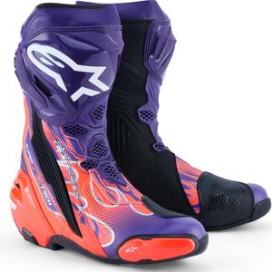 Ghete motociclete Alpinestars Supertech R Vented Flyte ediție limitată Jorge Martin violet-roșu-negru