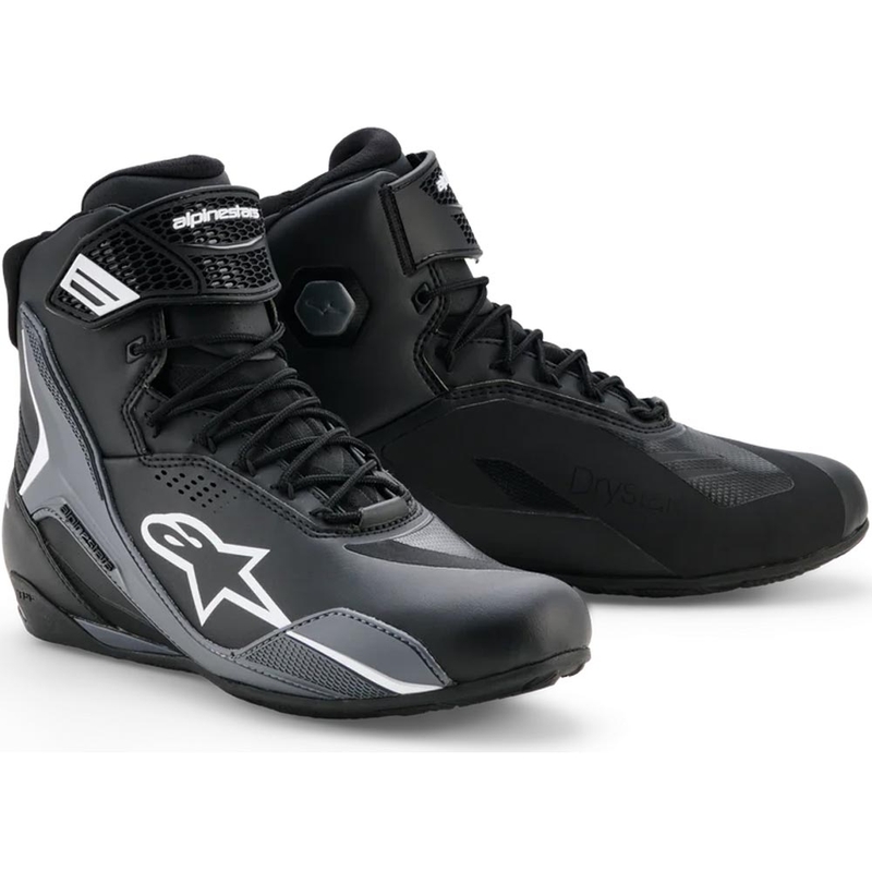 Ghete moto Alpinestars Faster-4 Drystar negru-gri închis-alb