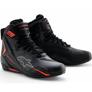 Ghete moto Alpinestars Faster-4 Drystar negru-roșu fluo